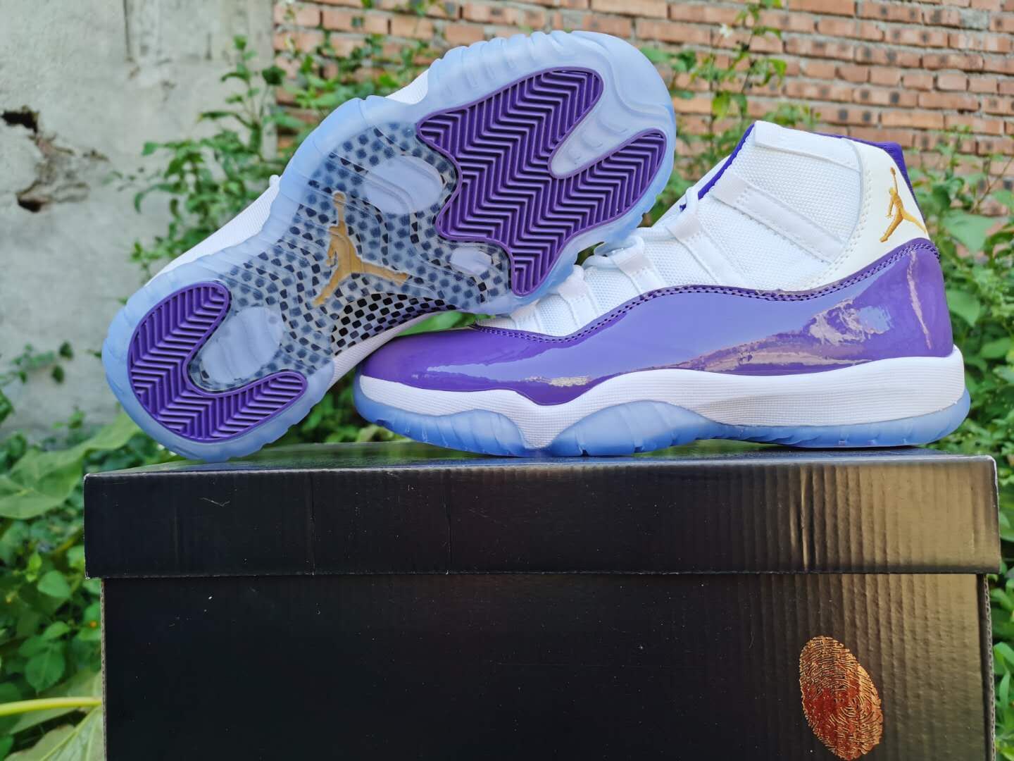 2020 Air Jordan 11 Kobe White Purple Gold Shoes - Click Image to Close